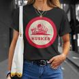 Nebraska State Nickname Husker Roundel [Distressed] T-Shirt Gifts for Her